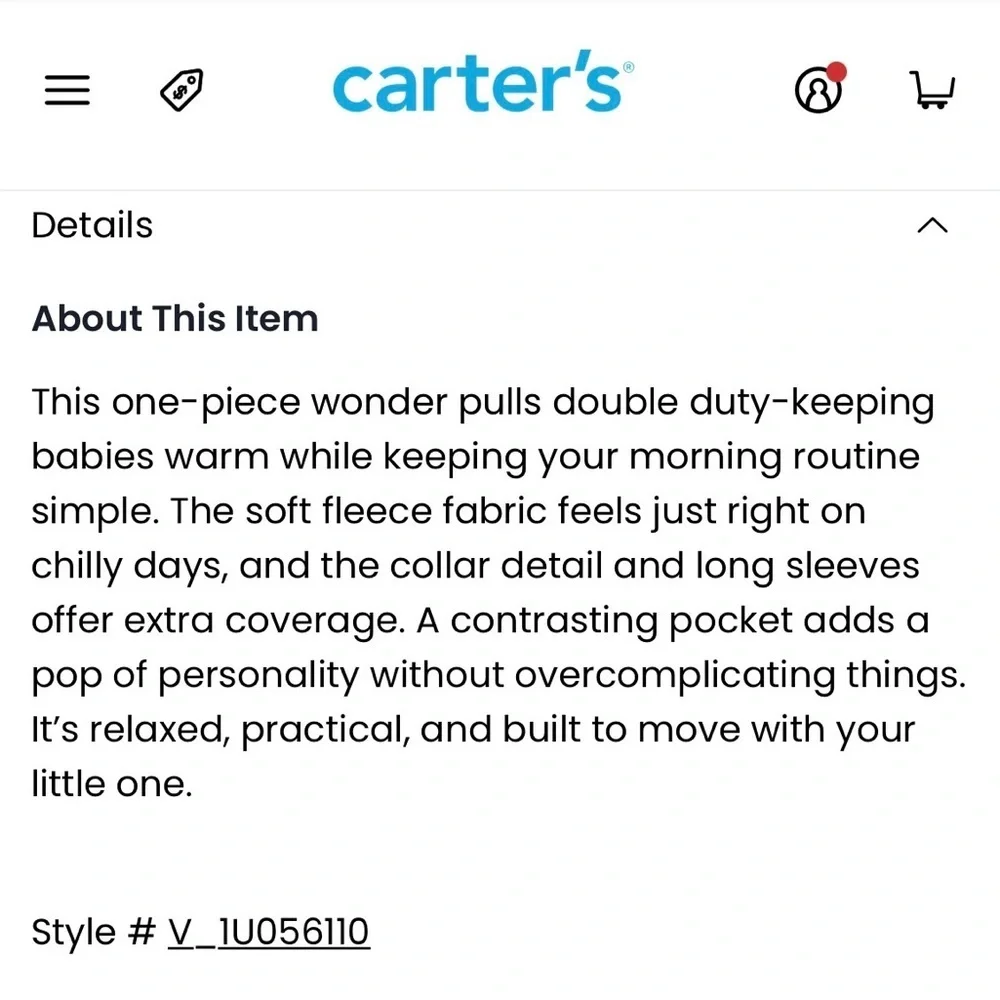 NWT Carters Baby Color Block Fleece Zip-Up Jumpsuit sz 3m